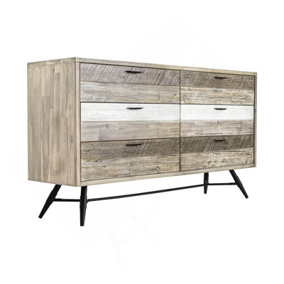 Commode 6 tiroirs Bridges en bois d'acacia deux tons