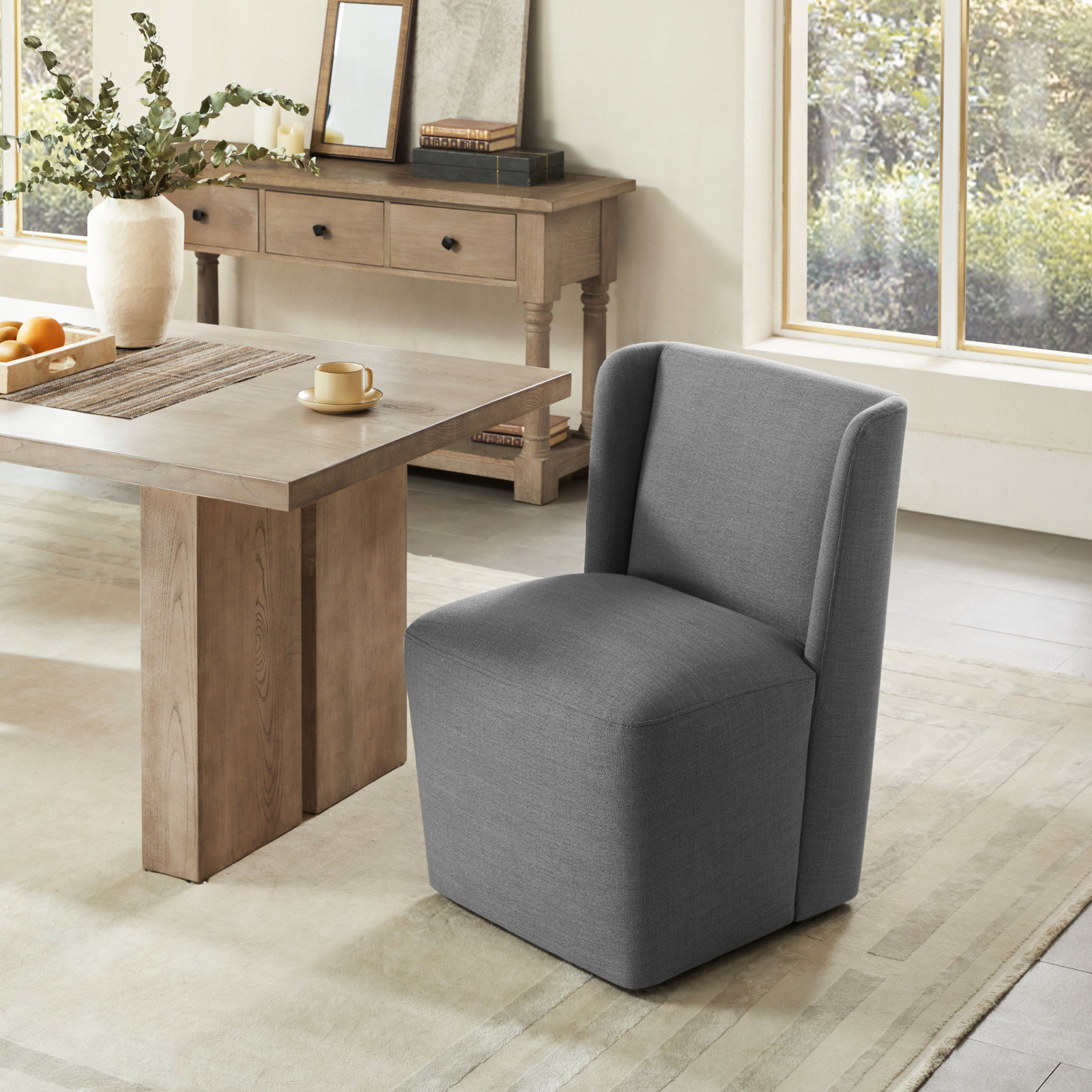 Ardeth Dining Chair, Effie Smoke Linen, 33" H x 23.23" W x 26" D
