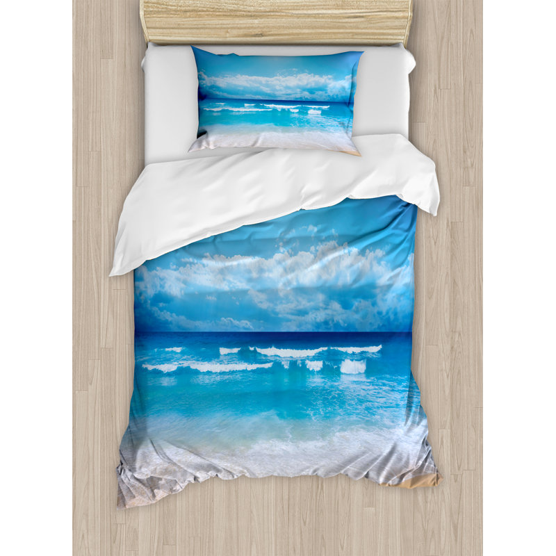 Coastal Polyester Duvet Cover, Twin Duvet Cover + 1 Standard Sham