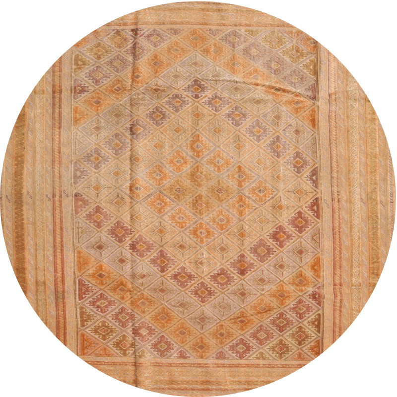 Tapis de zone jaune contemporaine, Rond 6 pi