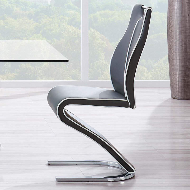 Chaise de salle à manger en similicuir, Gris