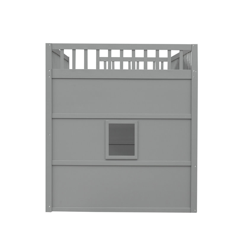 Lit mezzanine avec échelle House, Blanc / Gris, Lit double