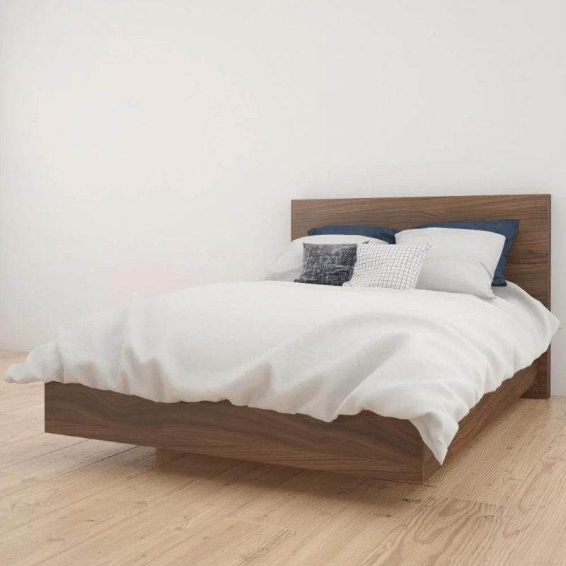 Aletse Platform Bed & Headboard, Queen, Gray/Black