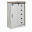 Commode 5 tiroirs avec porte de grange coulissante, commode haute de style campagne moderne à 5 tiroirs, commode de rangement pour chambre à coucher, couloir, salon, chambre d'enfant BLANC