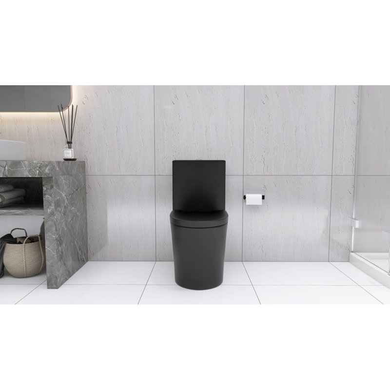 Toilette allongée une pièce à double chasse 1,1 / 1,6 GPF, Noir mat