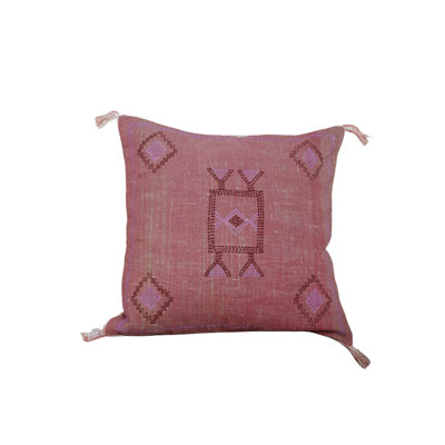 Boho Embroidered Linen Throw Pillow Cover