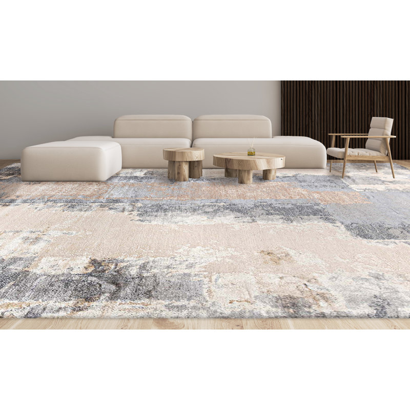 Hand Knotted Abstract Area Rug, Rectangle 8' x 10'