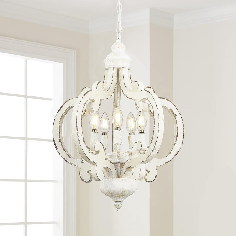 Lustre empire en bois 5 lumières Vallauris