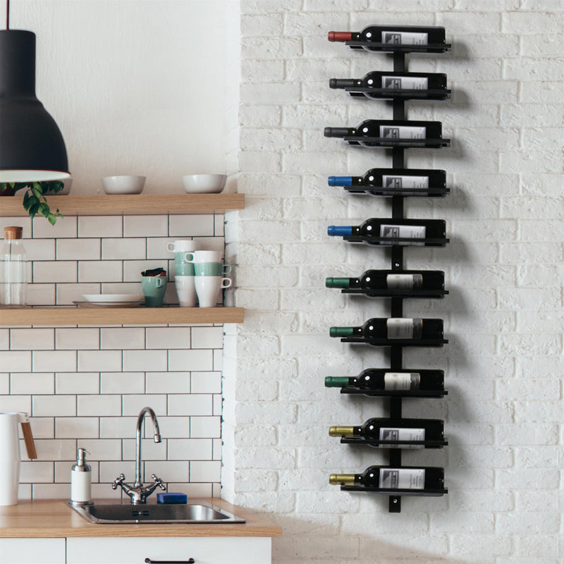 Chemaia Wall Mounted Wine Bottle Rack Black