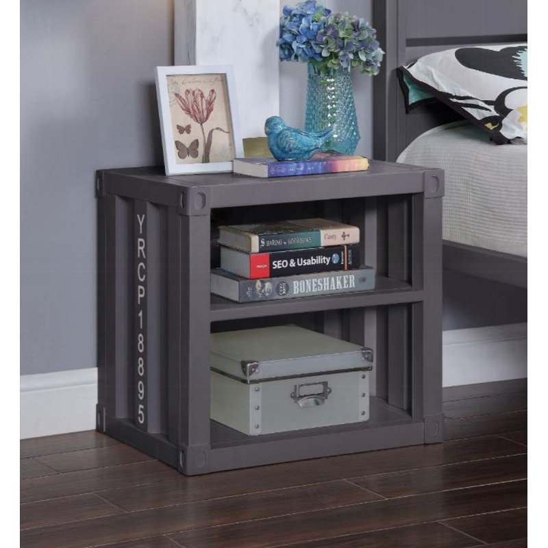 Cargo 20" Gunmetal Metal Frame Nightstand