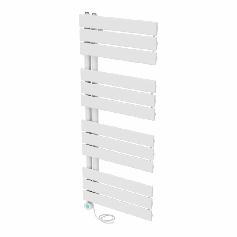 Rinya Designer Towel Rail Heated Towel Rails, 112.6cm H x 50cm W x 6.7cm D, White