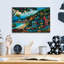 «Whispering Waves Village» par Doron David, art mural en verre acrylique, 16 po x 12 po