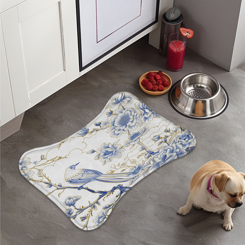 Chinoiserie Bird Patterns - 1 Piece Bone Shape Feeding Mat