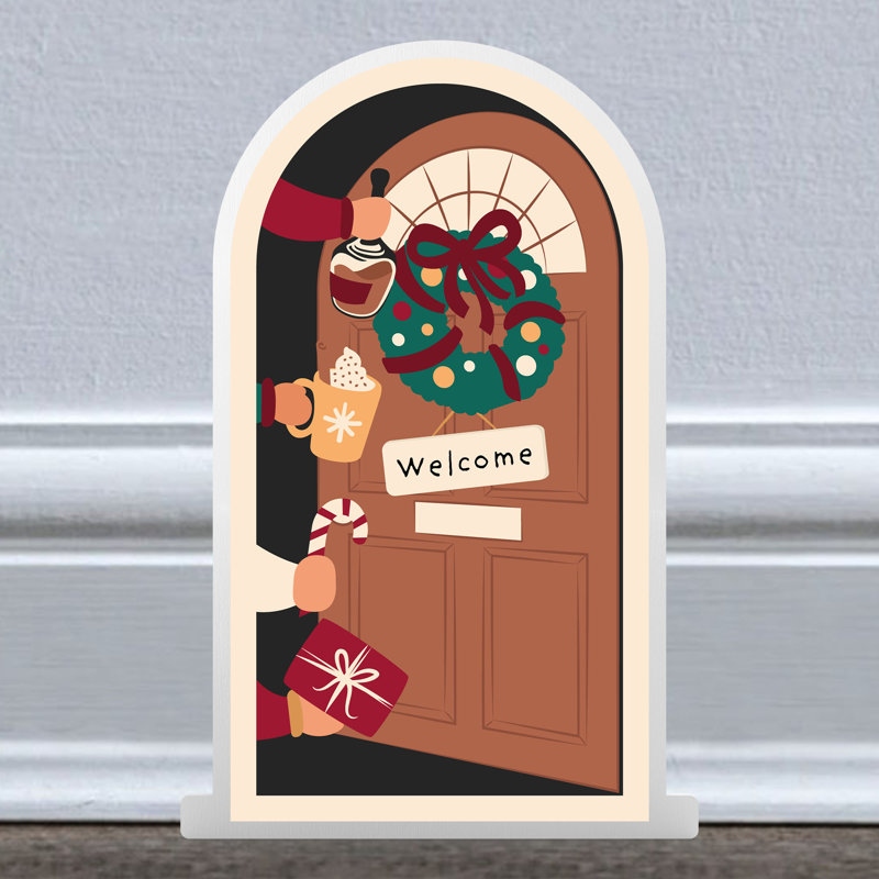 Xmas Welcome Gonk Festive Wooden Doorway