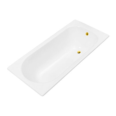 59" Streamline Drop-In Soaking Cast Iron Bathtub With Bamboo Tray