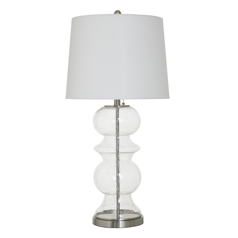 Aimme - Lampe de table transitionnelle - Verre transparent, Blanc cassé / blanc, Argent argent