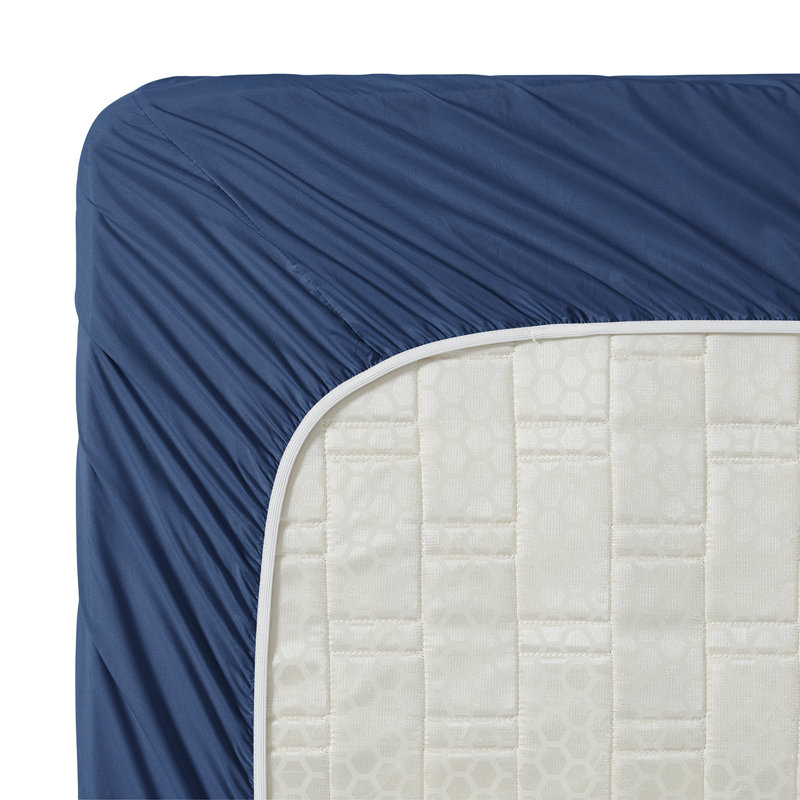Soft Microfiber Fitted Sheets Moisture Wicking Fitted Bed Sheets Fits Up to 16" Deep Pocket, Twin, Navy