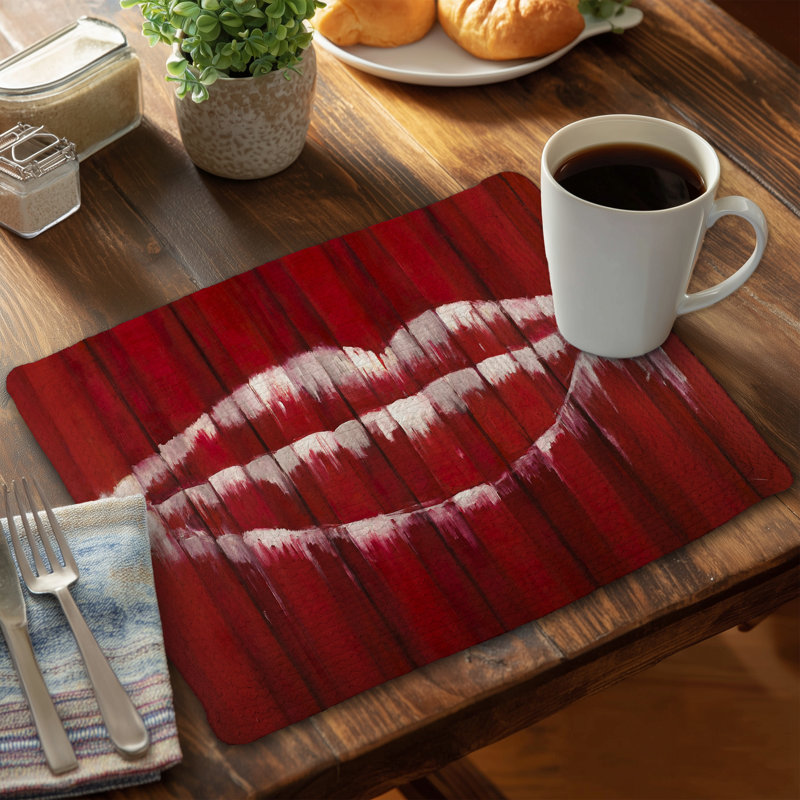 White Beauty Braided Polyester Placemat - Graffiti Mouth Design