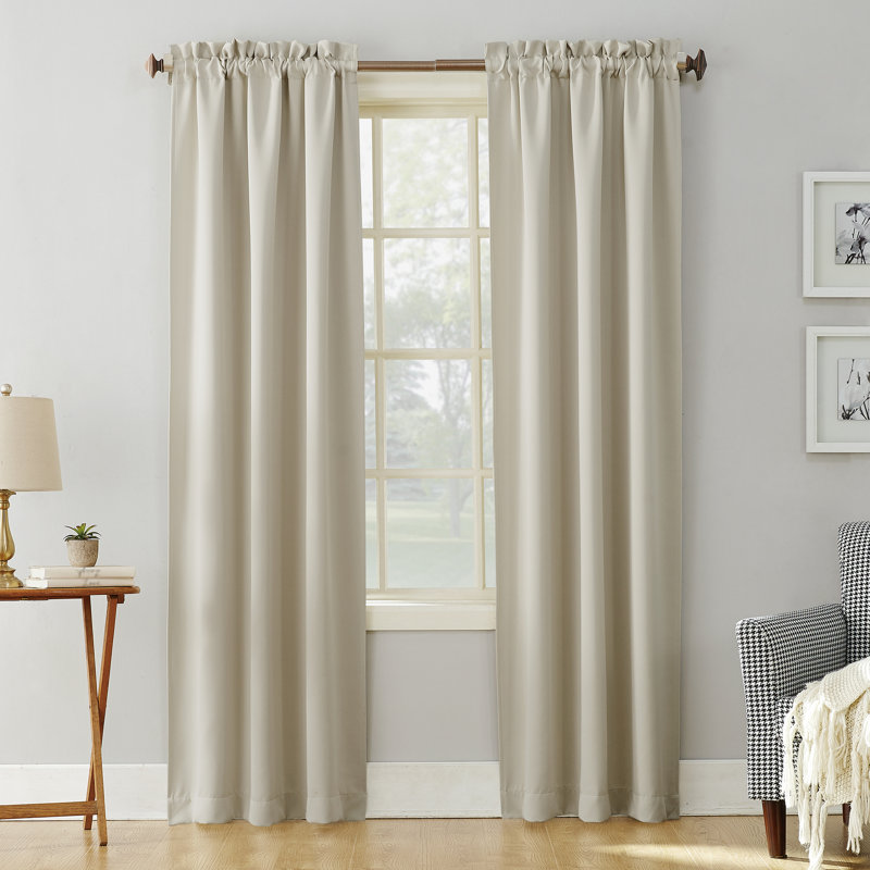 Thermal Blackout Rod Pocket Curtain Panel - Basics by Wayfair™, Pearl, 40" W x 108" L