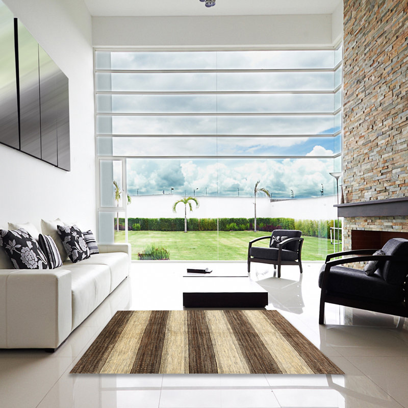 Tapis contemporain brun / gris, Carré 5 pi