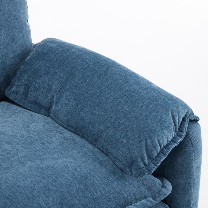 Oversized Chenille Lounge Chair, 38 Inch Wide, High Back Accent Armchair With Comfort Cushions, Blue Chenille