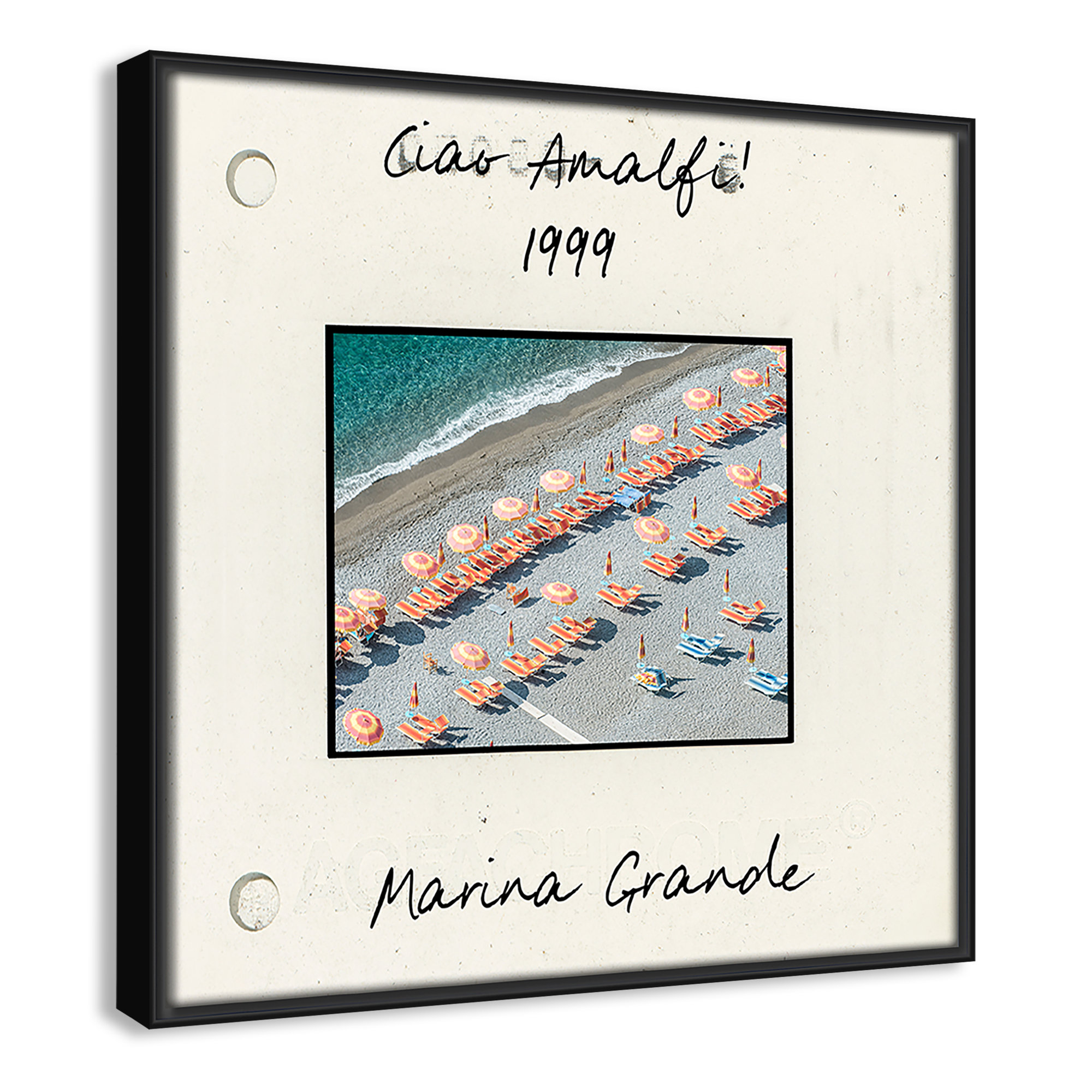 Amalfi, Italy - Marina Grande Print by Danita Dalmont, Black Floater Framed Canvas, 13.5" H x 13.5" W x 2" D