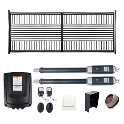 Automated Steel Dual Swing Driveway Gate and Gate Opener Complete Kit – ETL Listed - Barcelona Style