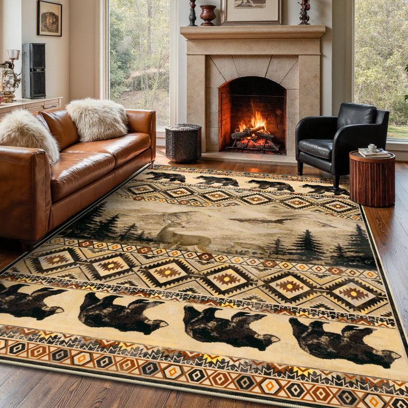  Tapis d'intérieur antidérapant rustique lavable, Rectangle 6 pi x 9 pi