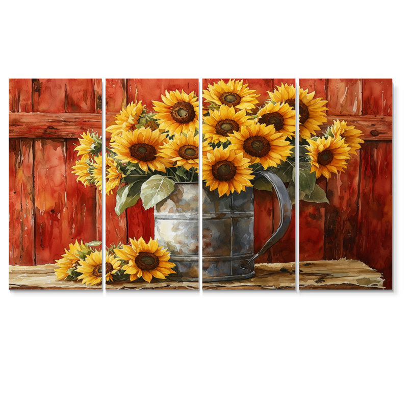 Ditlow - Assortiment de bouquets assortis - Art mural traditionnel, 4, H 32 po x l 64 po