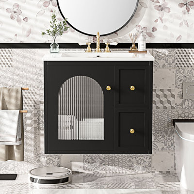 Meuble-lavabo mural avec lavabo en céramique