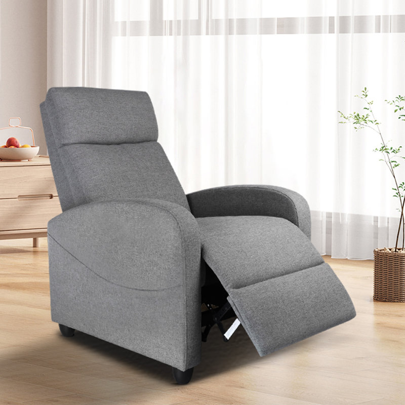 Ergonomic Massage Recliner Chair, 160° Manual Reclining Lounge Chair with 8 Modes & Remote Control, Gray