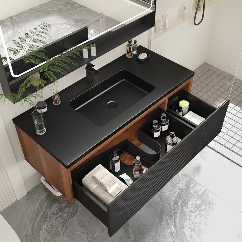 47.24'' Wall-Mounted Single Bathroom Vanity With Resin Top