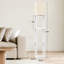 Lampe sur pied colonne Vax avec tablettes, bois massif, ports USB et ampoule incluse-422870700