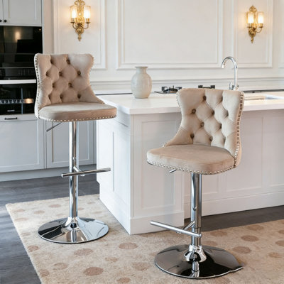 Tabourets de bar pivotants en velours