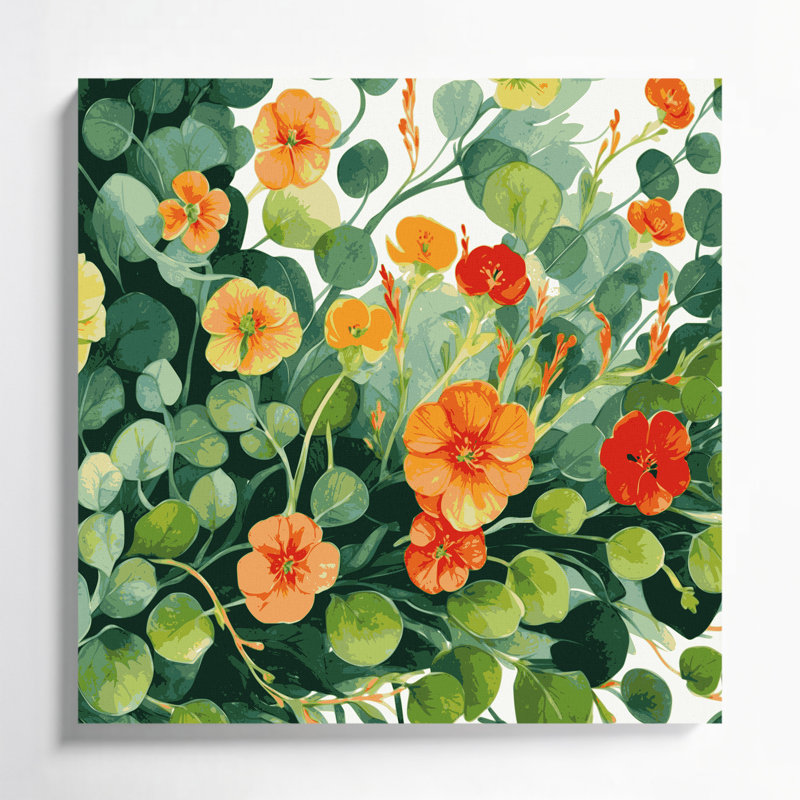 Art mural sur toile légumes vert capucine, H 32 po x l 32 po