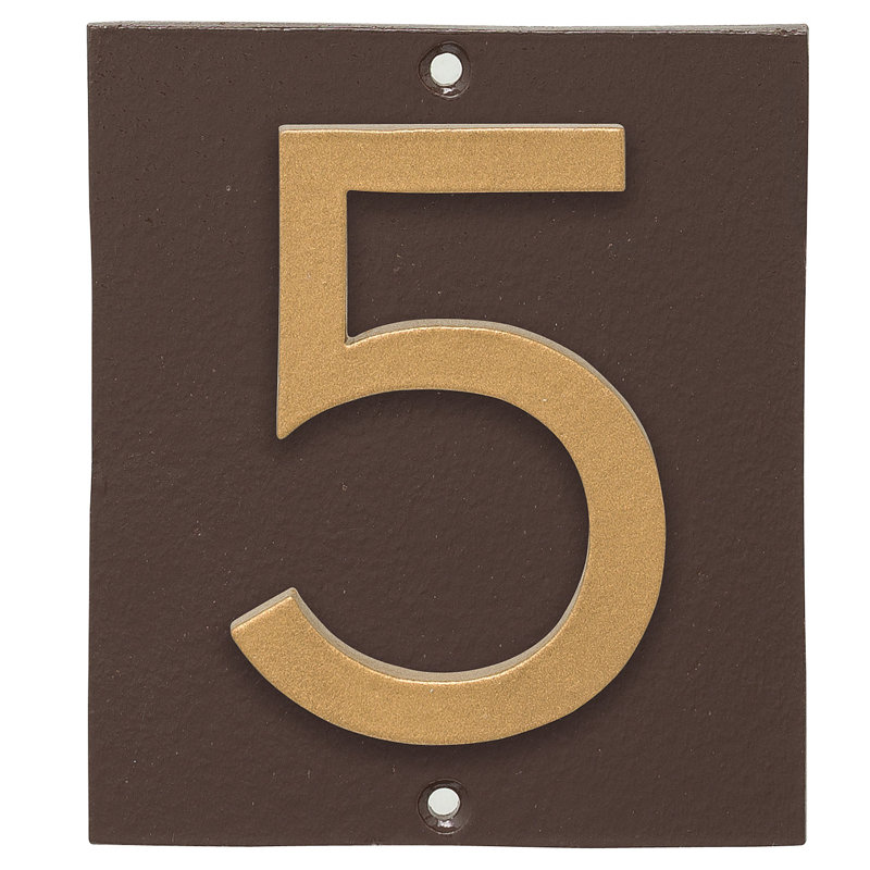 Plaque d’adresse murale sur 1 ligne flottante, Bronze romain, Or, Oui