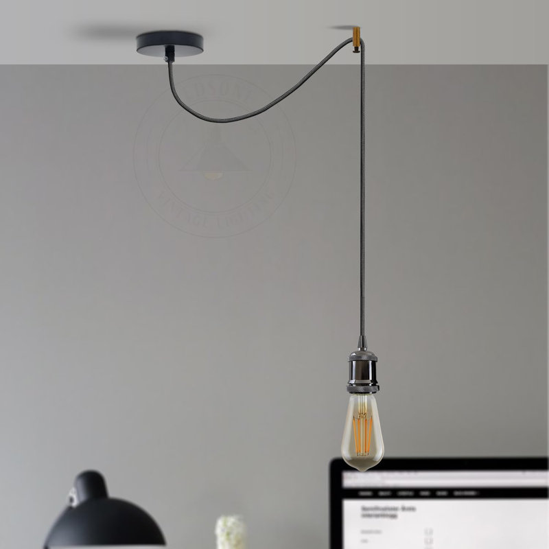 1 - Light Single Pendant, Shiny Black