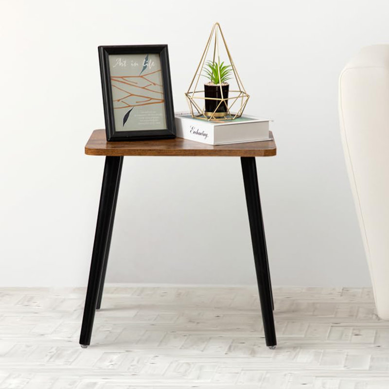 Verdad End Table, Rustic Brown Top/Black Base