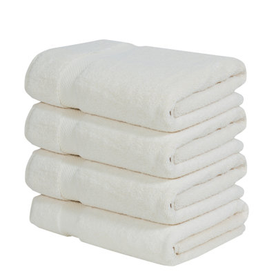 Ensemble de serviettes de bain 100% coton Splash Splash, serviettes de bain absorbantes ultra douces 550 g / m² pour spa et usage quotidien, certifié OEKO-TEX, paquet de 4, ivoire