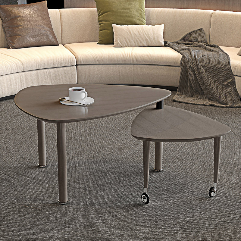 Table basse rotative en bois, Marron foncé