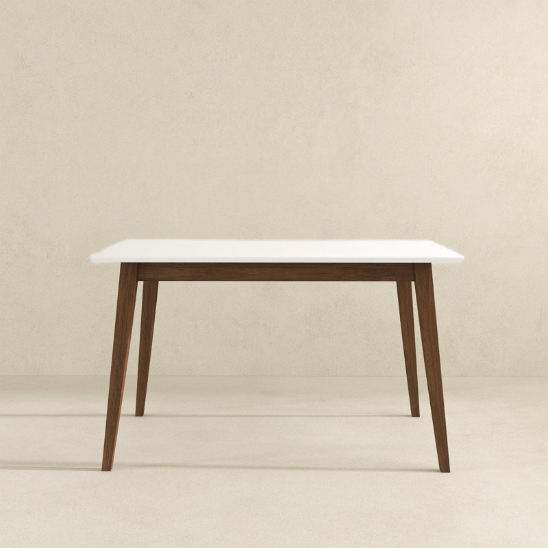 Levi Modern Style Solid Wood Rectangular White Top Dining Table 47", White, 29.5"H x 47.2"L x 29.5"W