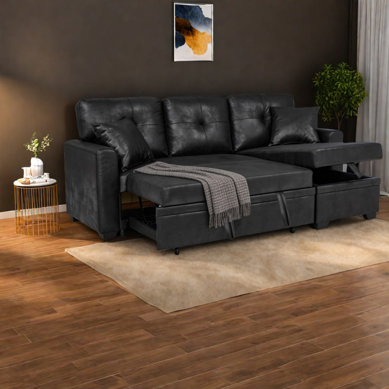 Canapé-lit modulaire avec rangement, canapé moderne en tissu de bois pour la maison