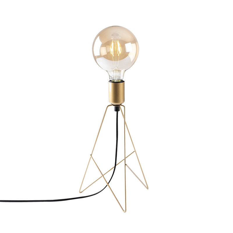 Lampe de table glamour dorée, corps en métal, 8,3 x 8,3 x 13,8 pouces | Douille E27, 40 W maximum | Câble de 59,1 pouces | Conception élégante IP20 pour le salon, la chambre à coucher et le bureau | Éclairage élégant pour un décor moderne