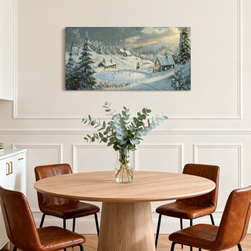 Paysage de Noël enneigé en hiver, H 28 po x l 58 po