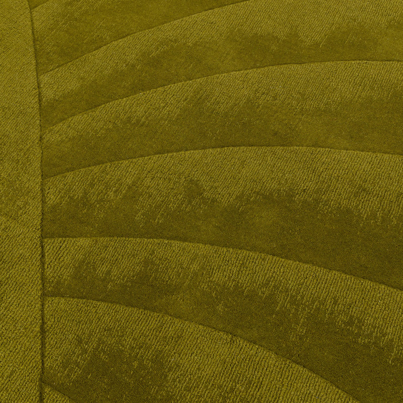 Volute Wool Abstract Area Rug in Green, Rectangle 5'5" x 7'8"