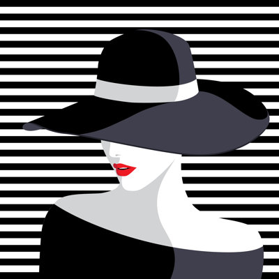 Coreon Woman Wearing Big Hat - Wrapped Canvas Print