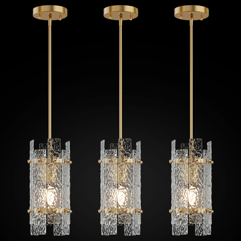 Adjustable Gold Crystal Pendant Light, Chandelier Fixture, 3 Lights