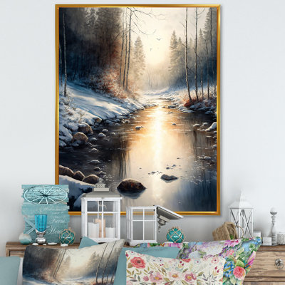 " Sunlight Reflecting The Snow Forest River III "