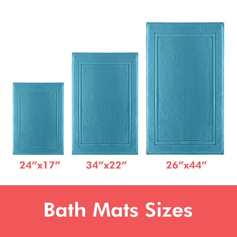 Tapis de bain 100% coton Patonai, 17", Bleu mosaïque