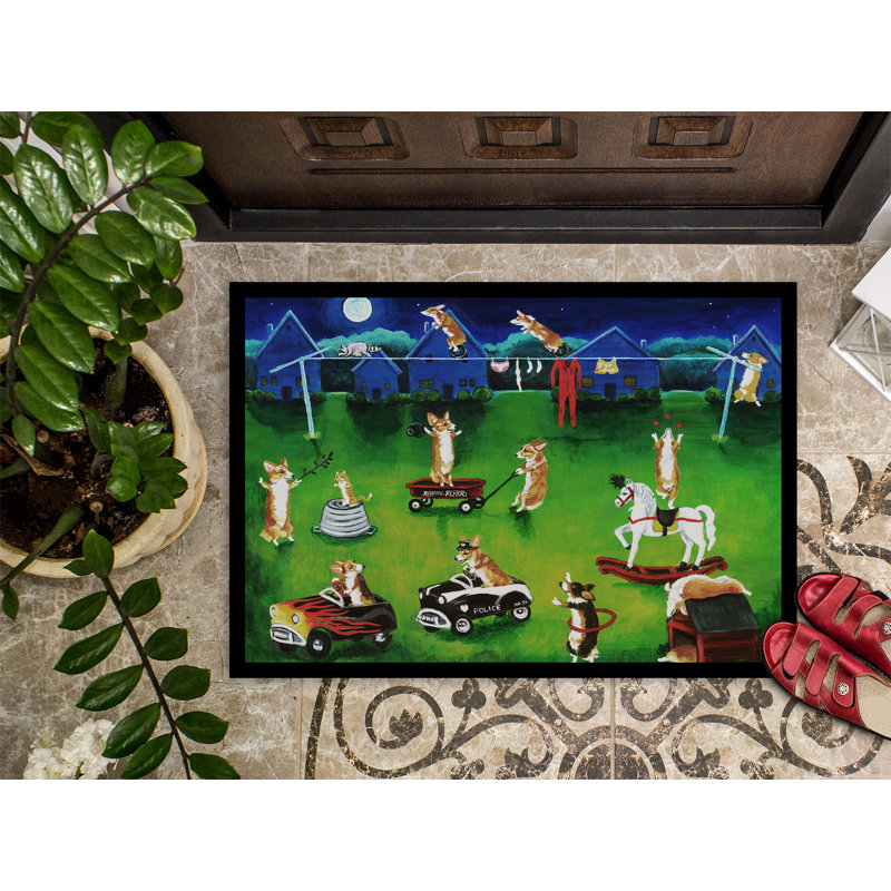 Tapis d'extérieur Corgi Backyard Circus, 1 pi 6 po x 2 pi 3 po